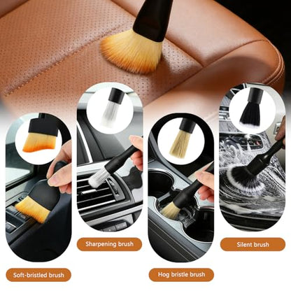 10Pcs Car Detailing Brush Set, Car Interior Detailing Brushes, Auto Ultra-Soft Cleaning, Non-Scratch, Dust Removal Brushes for Interiors & Exteriors Automotive Wheel Rim