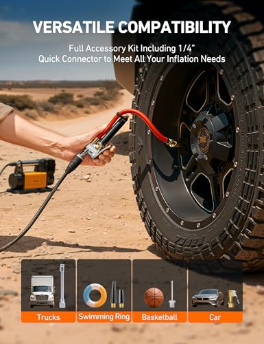 AstroAI T3 Heavy-Duty Tire Pressure Gauge with Inflator, Dual Head Chuck ANSI B40.1 Accurate Air Chuck with Pressure Gauge, 10-120 PSI, Compatible with 1/4" NPT Air Compressor - size: Classic 10-120 psi