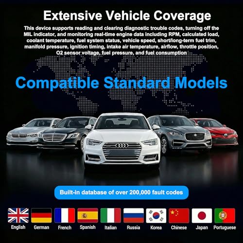 Bluetooth OBD2 Scanner, 4 System Car Diagnostic Tool with AI Fault Code Analysis, Engine ABS SRS Transmission Code Reader, Live Data Stream, VIN Auto Recognition, Full OBDII Functions with Free App