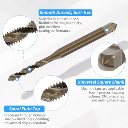 Tap and Drill Bit Set, M2x0.4 Tap and 1.6mm Twist Drill, HSS, Spiral Point | For M2x0.4 Thread Tapping and Drilling, Spiral Point Tap and Twist Drill Combo for Industrial Mechanics Metalworking - size: M2*0.4 + 1.6mm