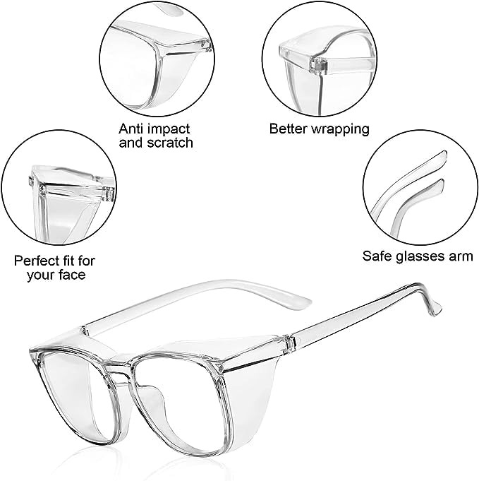 Stylish Safety Glasses Goggles for Women Girls Anti-fog Glasses Protective Eyewear Clear Glasses - color: Clear+pink+green