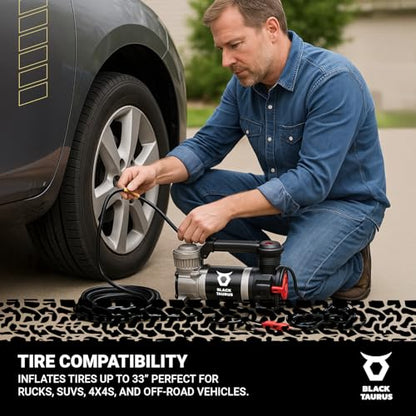 Portable Air Compressor, 19A 120 PSI (8.27 BAR) On‑Board & Offroad Tire Inflator for Cars, Trucks, 4×4 Vehicles Automatic Pressure Control with Dual‑Motor Options, Air Compressor 252 - style: Air Compressor 252