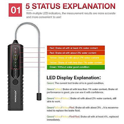 Brake Fluid Tester, Auto Brake Diagnostic Testing Tool, Hydraulic Fluid/Liquid/Oil Moisture Analyzer with 9 LED Indicators for DOT3/DOT4/DOT5.1 Brake Fluid(BF100) - color: BF100