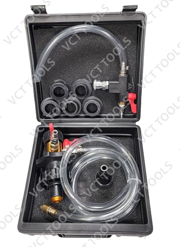VCT 8pc Coolant System Refiller Kit, 3 Adapters, Remove Air Trapped in Cooling System, Test Radiator and Heating Core Lines for Leaks, Fits Most Radiator Necks and Coolant Reservoirs