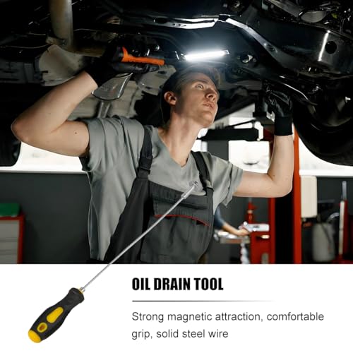 Strong Magnetic Car Oil Drain Plug Remover Tool, 14 Inch Vehicle Oil Change Wrench, Anti Scald Automotive Sump Plug Removal Tool Accessories, Universal for Sedan Truck RV