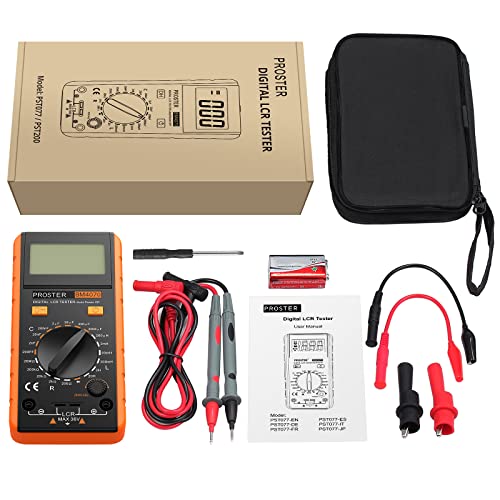 Proster LCR Meter - Capacitance Resistance Inductance Digital LCR Multimeter with LCD Over-Range Display - color: Yellow