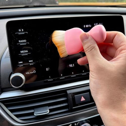 Car Detailing Brush, Soft Bristle Cleaning Brush, Scratch-Free Auto Duster Tool for Dashboard, Air Vents, Leather & Interior Cleaning (Pink&Brown with Cap) - color: Pink&Brown with Cap