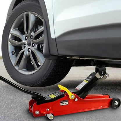 2 Ton Low Profile Floor Jack, Heavy Duty With Single Piston Quick Lift Pump, Steel Car Jack Adjustable Height 3.3"-15.2", Hydraulic Trolley 4000 LBS Capacity, Red - color: Red - 2 Ton(Single Pump), Lift 3.3"-15.2"