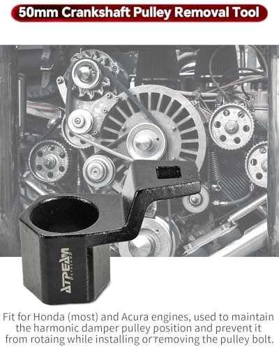 ATPEAM Crank Arm Removal Tool Crank Arm Tool for 1/2" Drive for Honda and Acura Engines (19mm Socket & 50mm Pulley Wrench) - size: 19mm Socket & 50mm Pulley Wrench