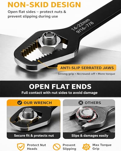 Universal Car Torx Wrench, Universal Self Adjusting Wrench, Double Ended Torx Wrench, Adjustable Double-Sided Wrench, 8-22mm Universal Wrench Receive for Home Car Repair (#C(5mm thick)) - color: #C(5mm Thick)