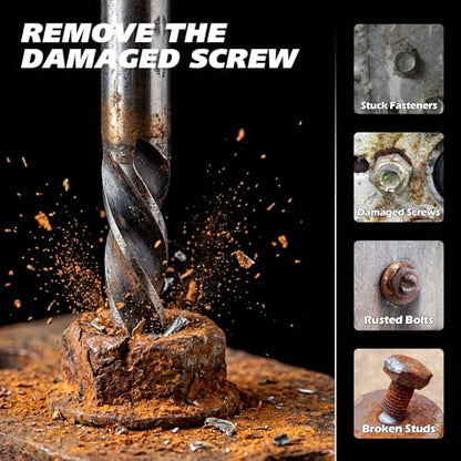 14-Piece Screw Extractor & Left-Hand Drill Bit Set, Easy Out Fastener Extractor Kit with Alloy Spiral Flutes - Premium Tool for Easily Removing Stripped, Broken & Rusty Screws, Bolts & Studs - size: 14PCS