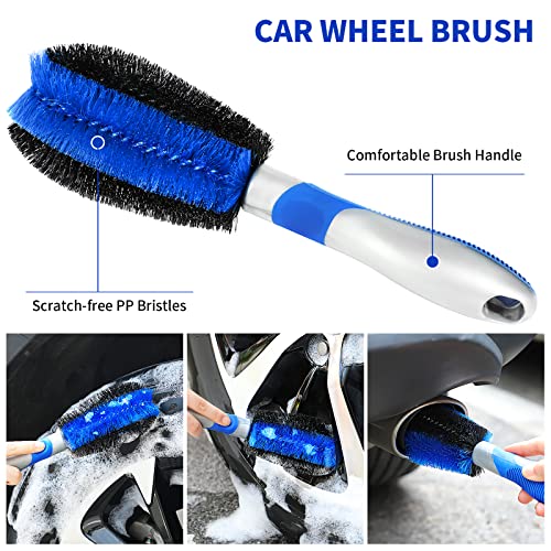 Lsyomne 62'' Car Wash Brush Mop Kit with Long Handle Microfiber Car Washing Tool kit Detailing Brush Car Wheel Tire Cleaning Brush Windshield Squeegee Car Duster Towel for Cars Truck, SUV, RV