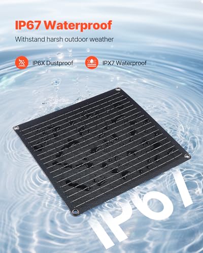VEVOR 20W 12V Solar Panel Battery Charger, Solar Battery Trickle Charger Maintainer with Built-in Smart Controller & 3 Connection Cables, IP67 Waterproof Portable for RV Car Motorcycle Boat Van Camper