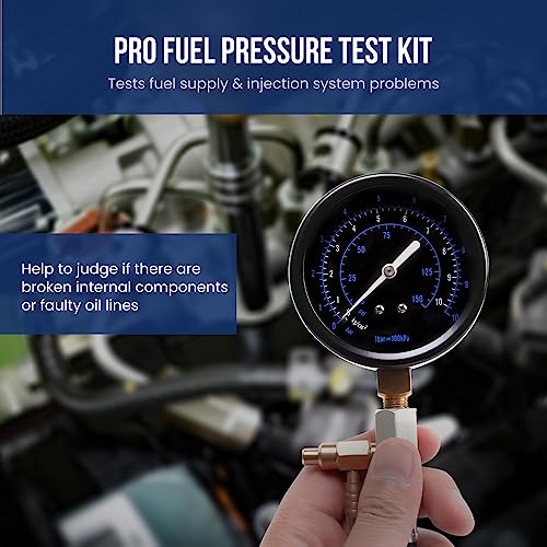 Lichamp Automotive Fuel Pressure Test Kit, Fuel Pump & Rail Diagnostic Gauge with Adapters, Hose, for Car/Truck/Motorcycle