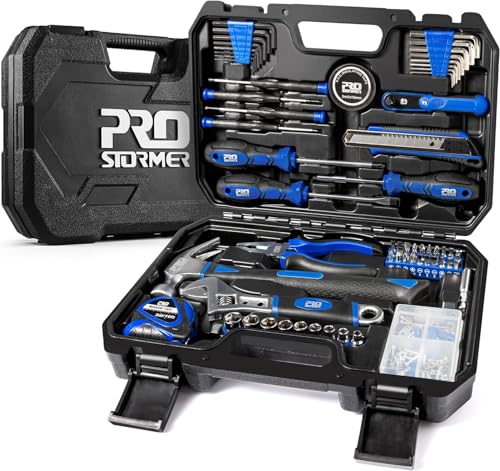 Prostormer 160-Piece Home Repair Tool Set, General Household Hand Tool Kit with Toolbox Storage Case for House, Garage, College Dorm and Office (Blue) - color: Blue
