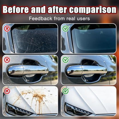 Glass Polishing Compound Kit with Sponge - Car Windshield Oil Film Remover, Water Spot Stain & Light Scratch Remover, Restore Clarity for Automotive Glass, Easy DIY Application (1)