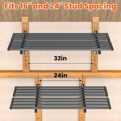 Ultrawall Heavy Duty Garage Wall Shelves, 2 x 4 ft Wall Mounted Storage Shelves, Holds Up to 800Lbs, 2Pack, Black - size: 48in