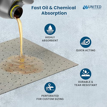 Oil Absorbent Pads – Heavy-Duty 15"x18" & 7.5"x18" Meltblown Polypropylene Mats | Tear-Resistant, Hydrophobic, Reusable, Fast Oil Cleanup for Automotive, Marine & Industrial Use (10, 15in x 18in) - size: 15in x 18in