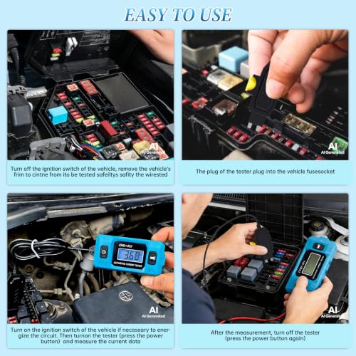 Car Fuse Tester,Automotive Circuit Tester(0.01A~19.99A) with Battery | Automotive Circuit Fault Probe Tester with Led Display & Front Lighting,Max Load 20a 48v/10s for Various Vehicles