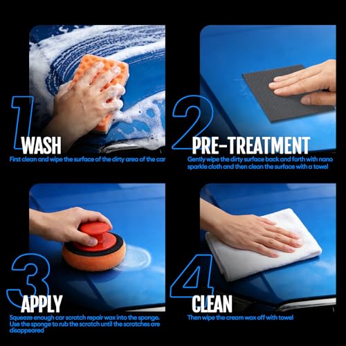 Car Scratch Remover, 300ml Scratch Repair & Swirl Remover Kit for Vehicles, Scratch Eraser Restorer & Polishing with Pad and Nano Sparkle Cloth for Light Scratches, Oxidation, Water Spots