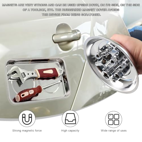 2 PCS Magnetic Parts Tray Set, Stainless Steel 3.6"×2.5" Square Magnetic Tool Tray for Mechanic's, Thickened Magnet Parts Tray for Screws, Bolts, Nuts, Washers, Pins - color: 3.6"×2.5" Square