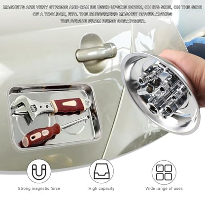 2 PCS Magnetic Parts Tray Set, Stainless Steel 3.6"×2.5" Square Magnetic Tool Tray for Mechanic's, Thickened Magnet Parts Tray for Screws, Bolts, Nuts, Washers, Pins - color: 3.6"×2.5" Square