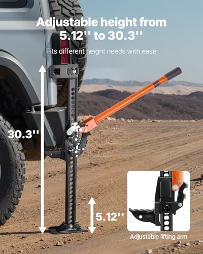 VEVOR Farm Jack, 36" Utility High Lift Farm Jack, 3.18 Ton (7,000 lbs) Capacity Ratcheting Off Road Utility Jacks, Heavy-Duty Lift Jacks with 5.12"-30.3" Lifting Range for Tractor, Truck, SUV - size: 36 inch