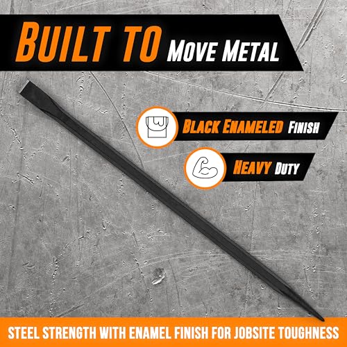 Mutt Tools 24 Inch Heavy Duty Alignment Pry Bar – Professional-Grade Sleever Bar – For Line-Up & Spud Work – Ideal for Ironworkers, Construction, & Industrial Use - size: 24 Inch