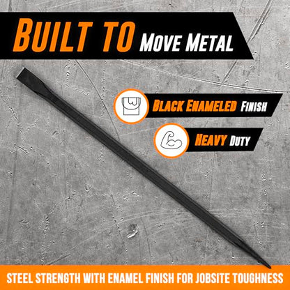 Mutt Tools 24 Inch Heavy Duty Alignment Pry Bar – Professional-Grade Sleever Bar – For Line-Up & Spud Work – Ideal for Ironworkers, Construction, & Industrial Use - size: 24 Inch