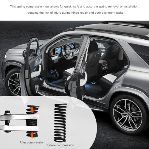 Door Spring Tool, Professional Car Door Hinge Compressor Tool Compatible with 1/2 Inch Wrenches, Steel Spring Tools for Safe Removing and Installing Auto Hinge Springs
