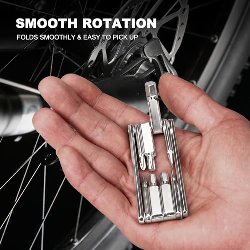 HAUTMEC 9 in 1 Bike Multitool, Mini Bike Repair Tool Kit for Road and Mountain Bikes, Lightweight Stainless Steel Bike Tool With 2/3/4/6mm Inner Hexagon and Phillips Screwdriver Multitool HT0418-BT - color: 9-in-1 Mini