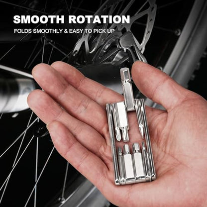HAUTMEC 9 in 1 Bike Multitool, Mini Bike Repair Tool Kit for Road and Mountain Bikes, Lightweight Stainless Steel Bike Tool With 2/3/4/6mm Inner Hexagon and Phillips Screwdriver Multitool HT0418-BT - color: 9-in-1 Mini