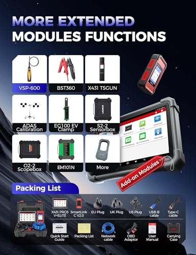 Launch X431 PRO3 V+ Elite, 2026 SmartlinkC 2.0 Bidirectional Scan Tool with J2534 Portocol, HD Trucks Scanner, 10.1 inch, Topology Map, 60+Service, Online Code, CANFD/DoIP/D-PDU, FCA, 2 Yrs Update