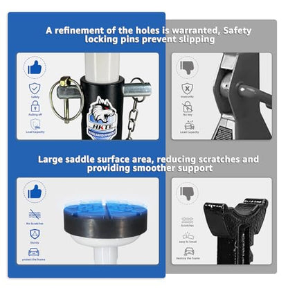 HKTE 4 Ton Low Profile Jack Stands 2 Pack, 8000 lbs Heavy Duty Car Jack Stands for Cars & Light Trucks, with Security Locking Pins - color: JACK STANDS 8000LB LOW PROFILE