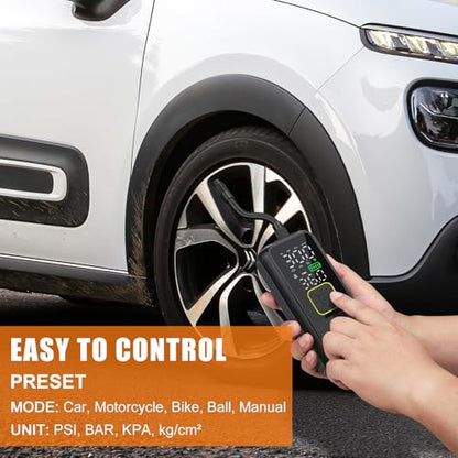 Tire Inflator Portable Air Compressor, 4X Faster 150PSI Smart Air Pump for Car Tires with Digital Pressure Gauge, Portable Fast Tire Inflator for Car, Bike, Motorcycle, Balls