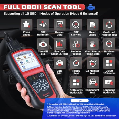 Autel AutoLink AL519 OBD2 Scanner Enhanced Mode 6 Car Diagnostic Tool Check Engine Code Reader CAN Scan Tool, Advanced Ver. of AL319 - color: Red