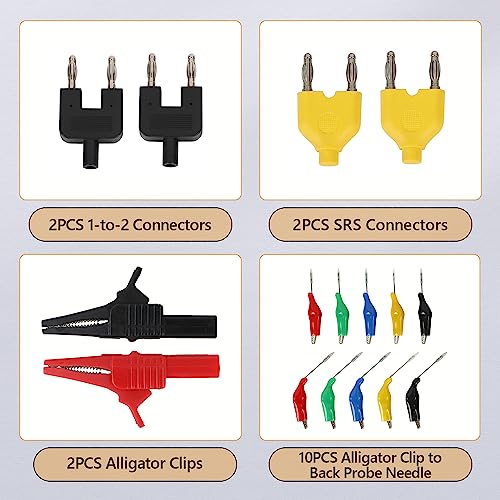 Automotive Circuit Test Leads Kit, 104 Pieces Multimeter Multi Function Electric Probe Test Kit with Black Carrying Case Test Lead Set Wire Connectors Adapter Cables
