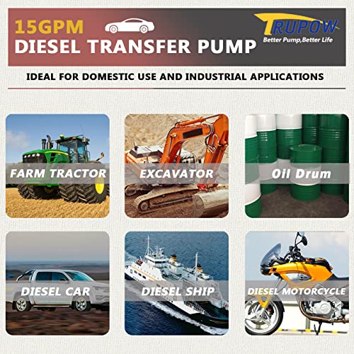 Trupow 110V AC 15GPM Electric Self-priming Diesel Kerosene Oil Fuel Transfer Extractor Pump - style: 15GPM