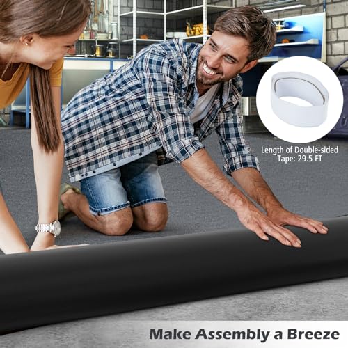 Tangkula 17' x 7.4' Garage Floor Mat, Absorbent Oil Spill Parking Mat for Under Car, Reusable & Washable Garage Flooring Rug, Protects Garage & Shop Floor, Non Slip & Waterproof Backing, Includes Tape