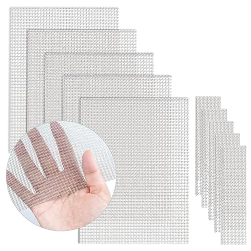 2Size Welding Mesh, 10Pcs Reinforcing Stainless Steel Wire Mesh Screen for Thermoplastic Repairs Silver Plastic Wire Meshes Weld Kit for Plastic Welding Car Repairing, 5.9x7.9inch&2.0x5.9inch