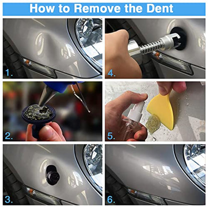 Dent Puller - 37pcs Paintless Dent Repair Kit, Car Dent Remover with T-bar Slide Hammer Dent Puller for Car Dent Repair and Metal Surface Dent Removal