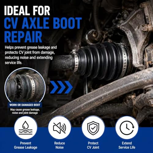 2PCS CV Boot Kit, Universal CV Axle Boot Repair Kit with 4 Stainless Steel Clamps, Waterproof Dustproof CV Joint Boot for Axle Shaft 19mm-24mm