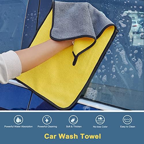 YeewayVeh Car Wash Brush Mop with Long Handle, Car Wash Kit with 2 Chenille Mop Heads, 15° Curved Extension Pole Scratch-Free Microfiber Mitt Sponge Car Cleaning Supplies Accessories, Yellow/Black - color: Yellow/Black, size: 4 pieces