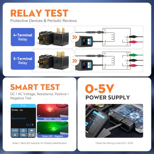 Automotive Power Circuit Probe Tester Kit VDIAGTOOL V500, 9-30V Car Electric Circuit Tester, Short/Open Circuit Finder, Oscilloscope/Multimeter/Injector/Relay Tester, Component/Fuse/Trailer/AC/DC Test