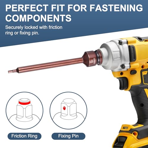 HARFINGTON 2pcs Impact Hex Bit Socket 1/2" Drive 4H (4mm) Hex Bits 6" Length S2 Steel Metric Impact Wrench Socket Adapter Tool for Automotive Repair Industrial Construction and Home DIY - size: H4 x 1/2" x 6"