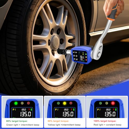 Digital Torque Wrench Adapter 1/2" Drive 5-99.5 Ft.lb/6.75-135NM, Electronic Torque Adapter with 1/4” & 3/8” Converters LCD Display ±1% Accuracy for Bike Car & Motorcycle Maintenance DIY - size: 1/2" 5-99.5 FT.LB Digital Torque Adapter