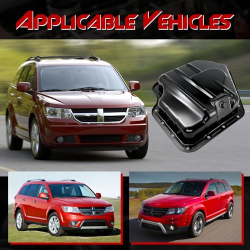 Lower Engine Oil Pan Sump with Drain Plug, Compatible with Dodge Grand Caravan 2011-2020, Journey 2011-2019, Avenger 2011-2014 ＆ Chrysler Town & Country 200 ＆ Ram C/V, ProMaster 1500/2500/3500, 3.6L