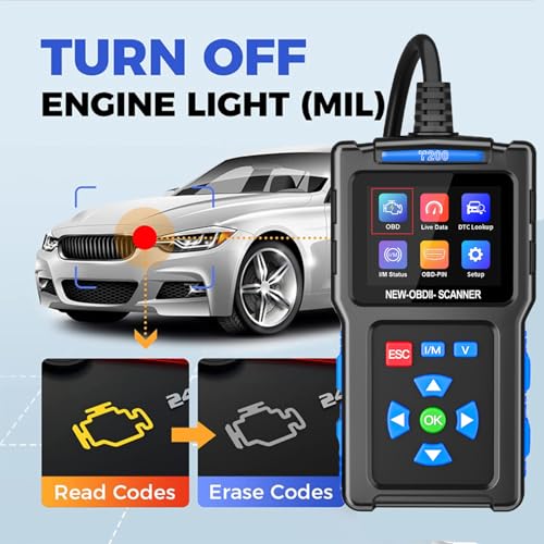 Obd2 Scanner Diagnostic Tool Car Check Engine Fault Code Reader with Reset Clear Error Codes for Chevrolet Toyota Gm Ford Honda Hyundai BMW Bezn VW Audi Vehicles etc Car Accessories CAN Scan
