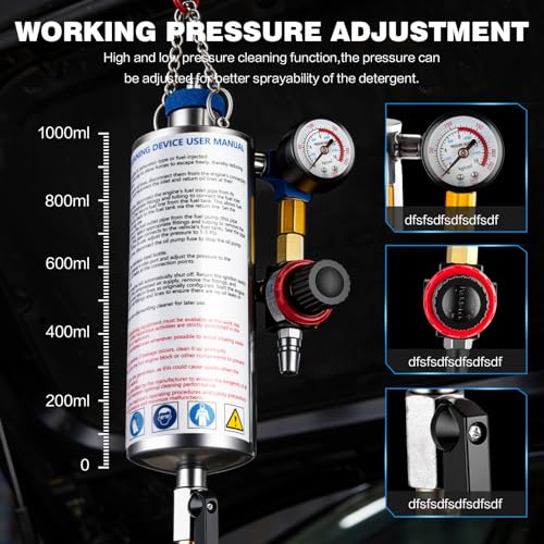 Fuel Injection Systems Cleaner Kit - 1000ML 150PSI Non-Dismantle Fuel Injector Cleaner Tester for Automotive Intake Valve Manifold Throttle Body Catalytic Converter