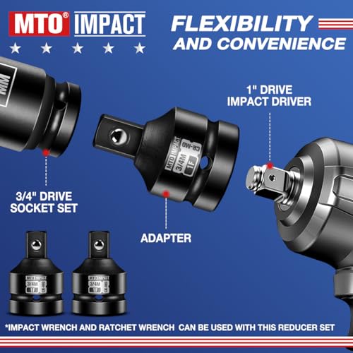 2 Pieces 1" Female to 3/4" Male Impact Socket Adapter,1" Drive Impact Socket Reducer Set, Chrome Molybdenum Alloy Steel - size: 1" Female to 3/4" Male